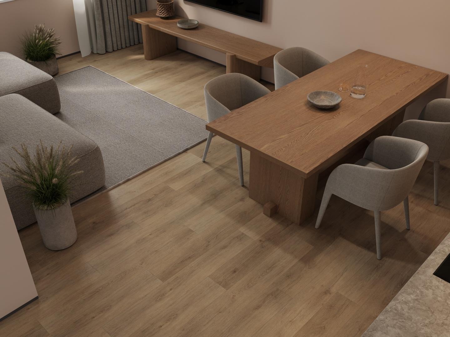 Кварцвиниловая плитка Alpine Floor клеевая Easy Line Дуб Рейсдал ЕСО 3-41 1219,2×184,15×3 фото в интерьере